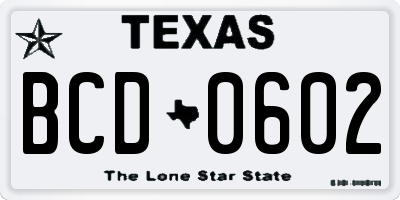 TX license plate BCD0602