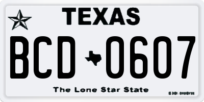 TX license plate BCD0607