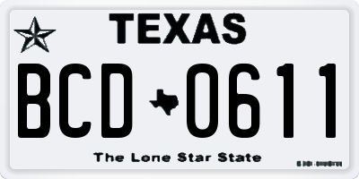 TX license plate BCD0611