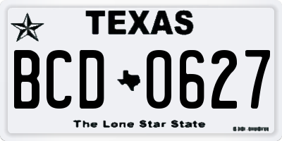 TX license plate BCD0627