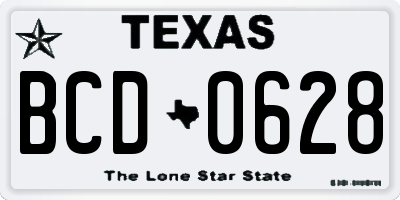 TX license plate BCD0628