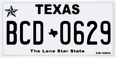 TX license plate BCD0629
