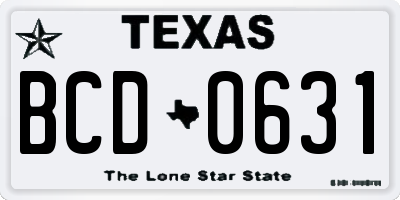 TX license plate BCD0631
