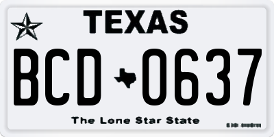 TX license plate BCD0637