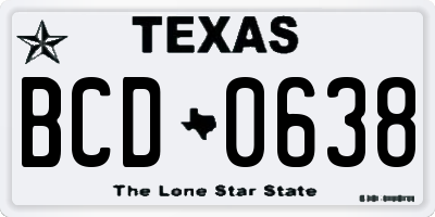 TX license plate BCD0638