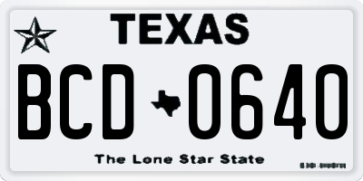 TX license plate BCD0640