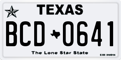 TX license plate BCD0641