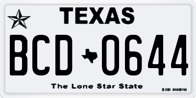 TX license plate BCD0644