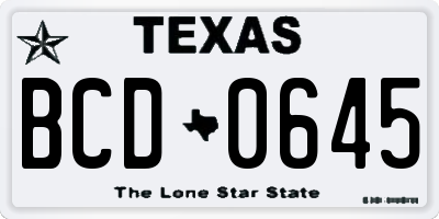 TX license plate BCD0645