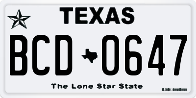 TX license plate BCD0647