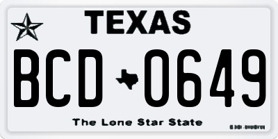 TX license plate BCD0649