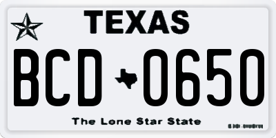 TX license plate BCD0650