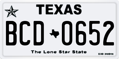 TX license plate BCD0652