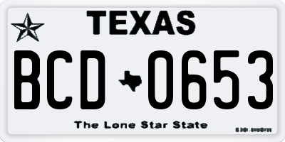 TX license plate BCD0653