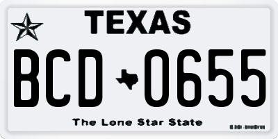 TX license plate BCD0655