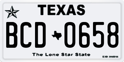 TX license plate BCD0658