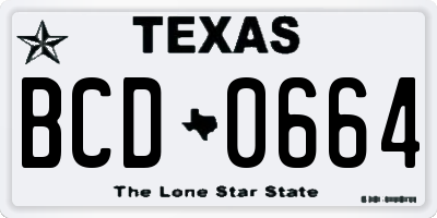 TX license plate BCD0664