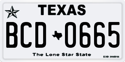 TX license plate BCD0665