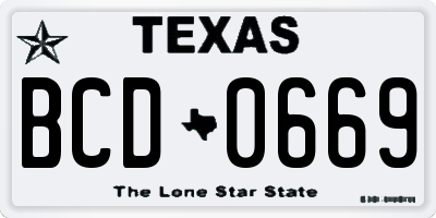 TX license plate BCD0669