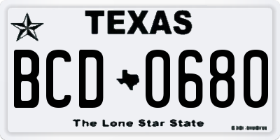 TX license plate BCD0680