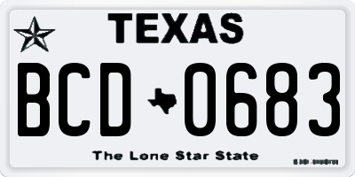 TX license plate BCD0683