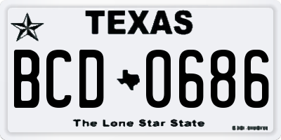 TX license plate BCD0686