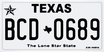 TX license plate BCD0689