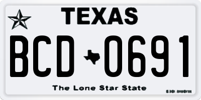 TX license plate BCD0691