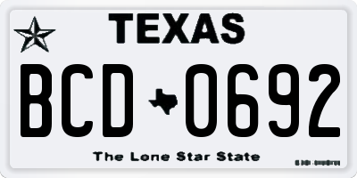 TX license plate BCD0692