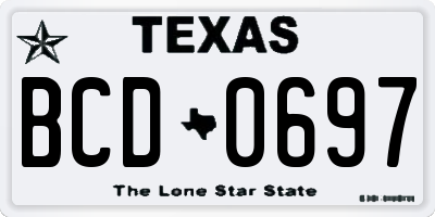 TX license plate BCD0697