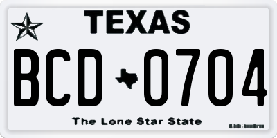 TX license plate BCD0704