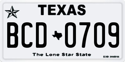 TX license plate BCD0709