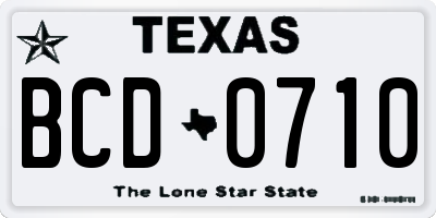 TX license plate BCD0710