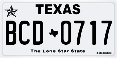 TX license plate BCD0717
