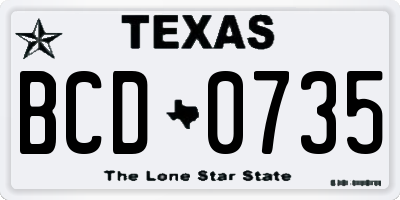 TX license plate BCD0735