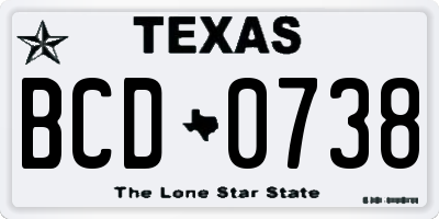 TX license plate BCD0738