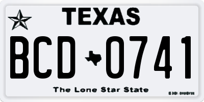 TX license plate BCD0741