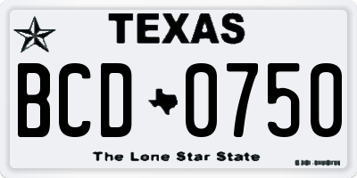 TX license plate BCD0750