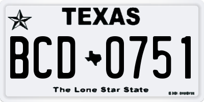 TX license plate BCD0751