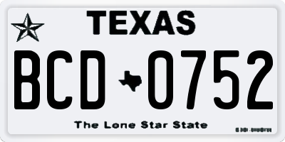 TX license plate BCD0752
