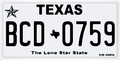 TX license plate BCD0759