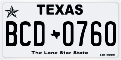 TX license plate BCD0760