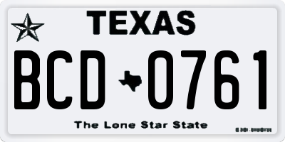 TX license plate BCD0761