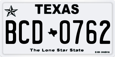 TX license plate BCD0762
