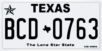 TX license plate BCD0763