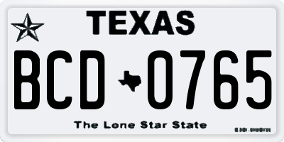 TX license plate BCD0765
