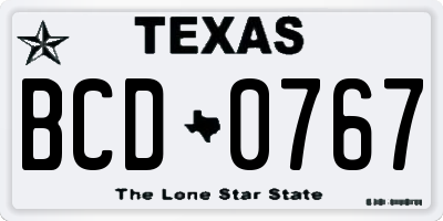 TX license plate BCD0767