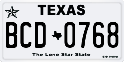 TX license plate BCD0768