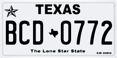 TX license plate BCD0772