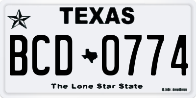 TX license plate BCD0774